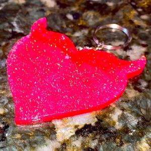 Hot pink devil heart keychain